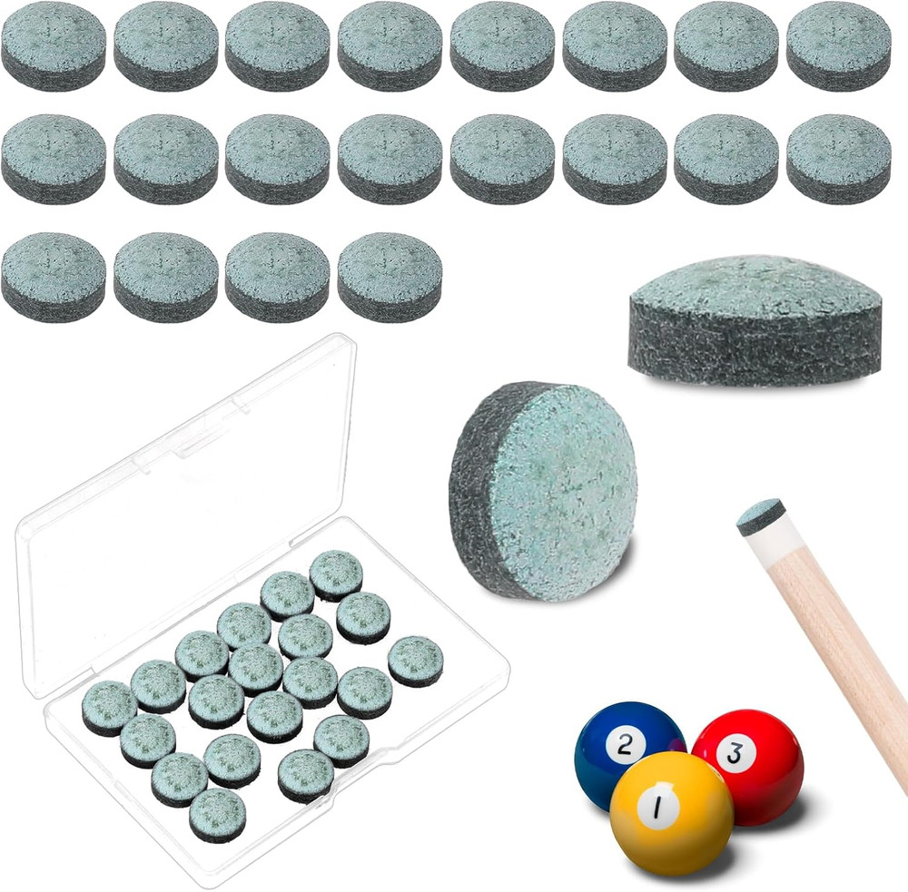 Billiard Pool Cue Tips Pool Stick Replacement Tips with Storage Box for Pool Cue
