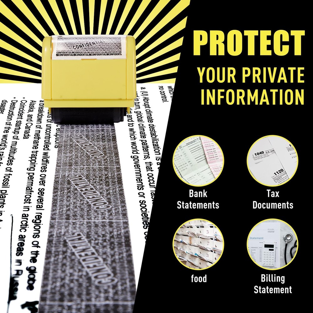 4 Pack Identity Protection Roller Stamp Security Address Blocker with Refills