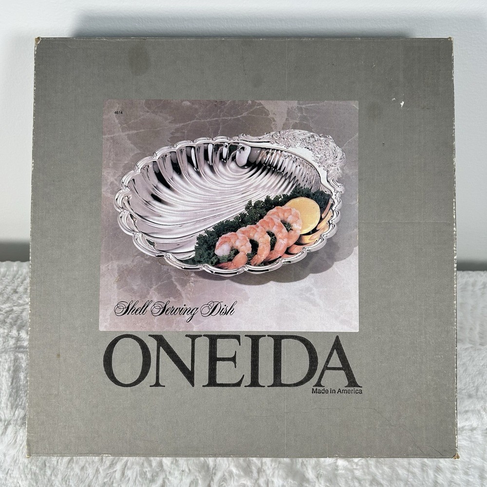 Vintage Oneida Silver Plate Shell Shaped Serving Dish NEW