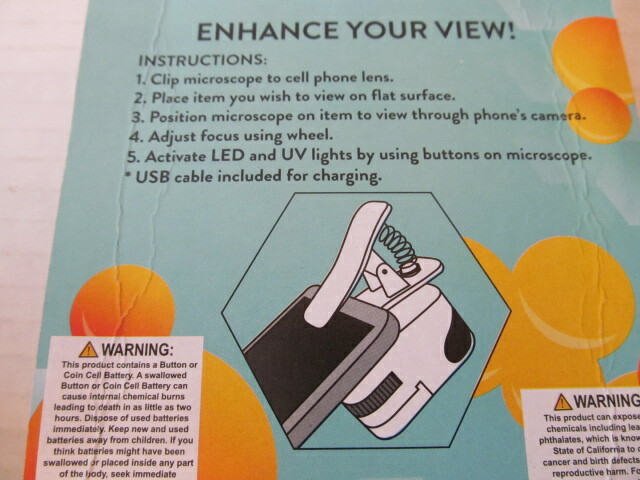 Smartphone Clip-On Science Microscope with 61.5x Magnification