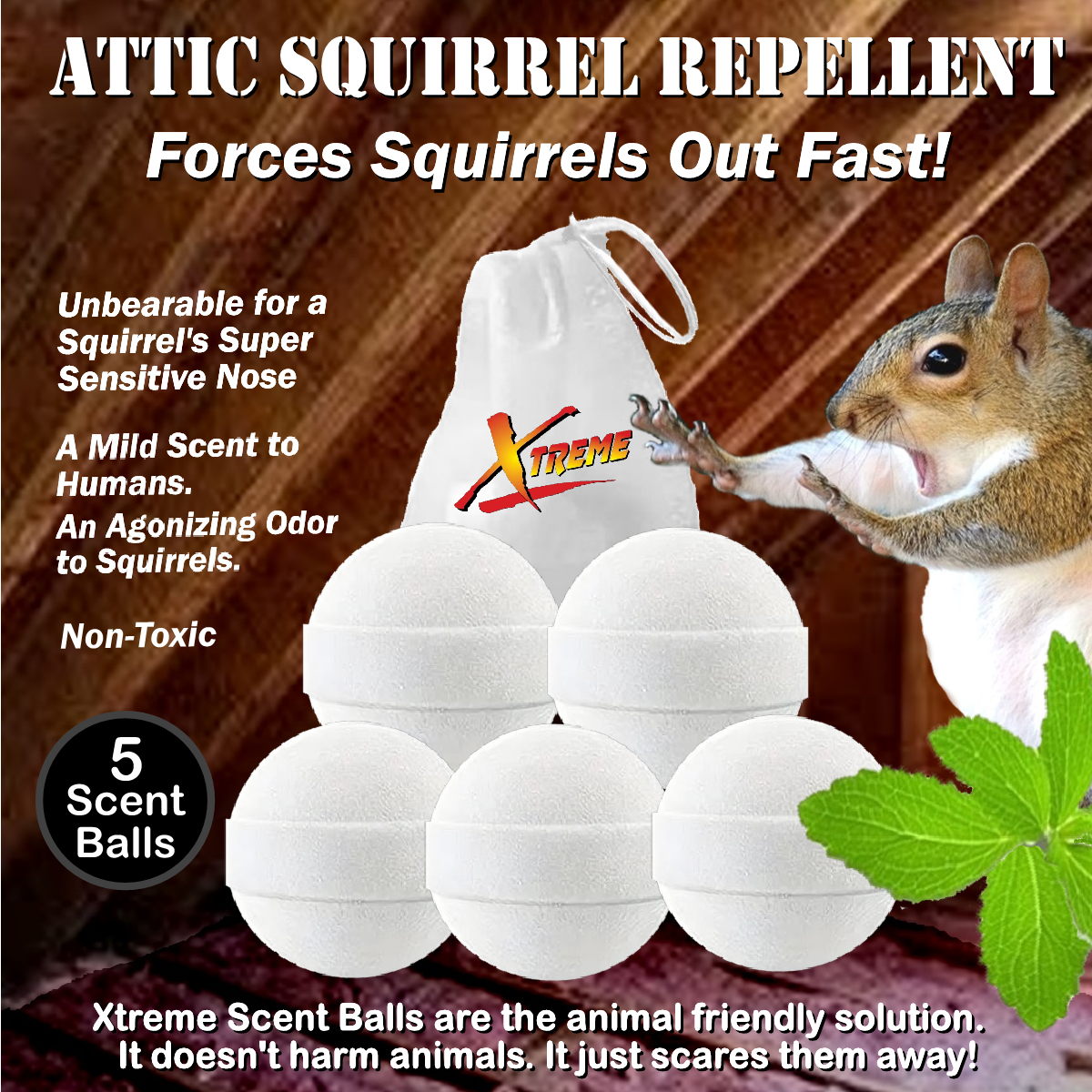 NEW! Attic Squirrel Repellent. DRIVES SQUIRRELS OUT FAST! 5 PK