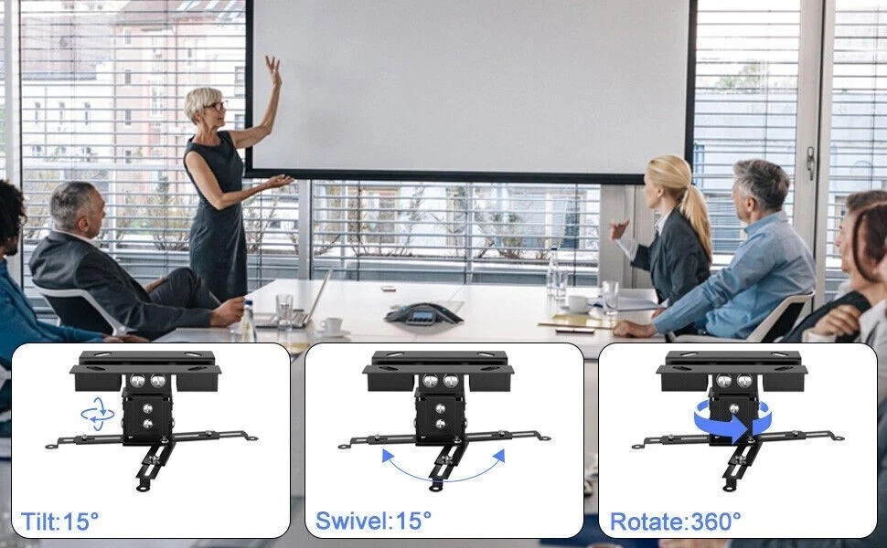 Projector Mount Ceiling/Wall - Universal 3-in-1 Bracket with Extension Pole