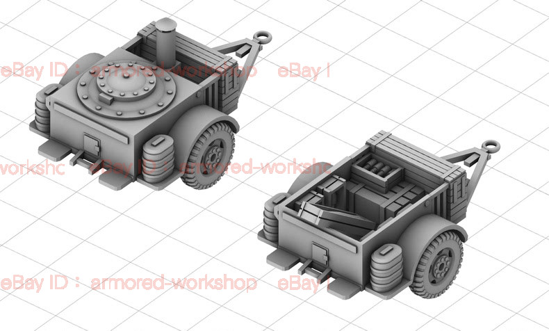 3D Printed 1/72 Soviet logistics trailer system unpainted