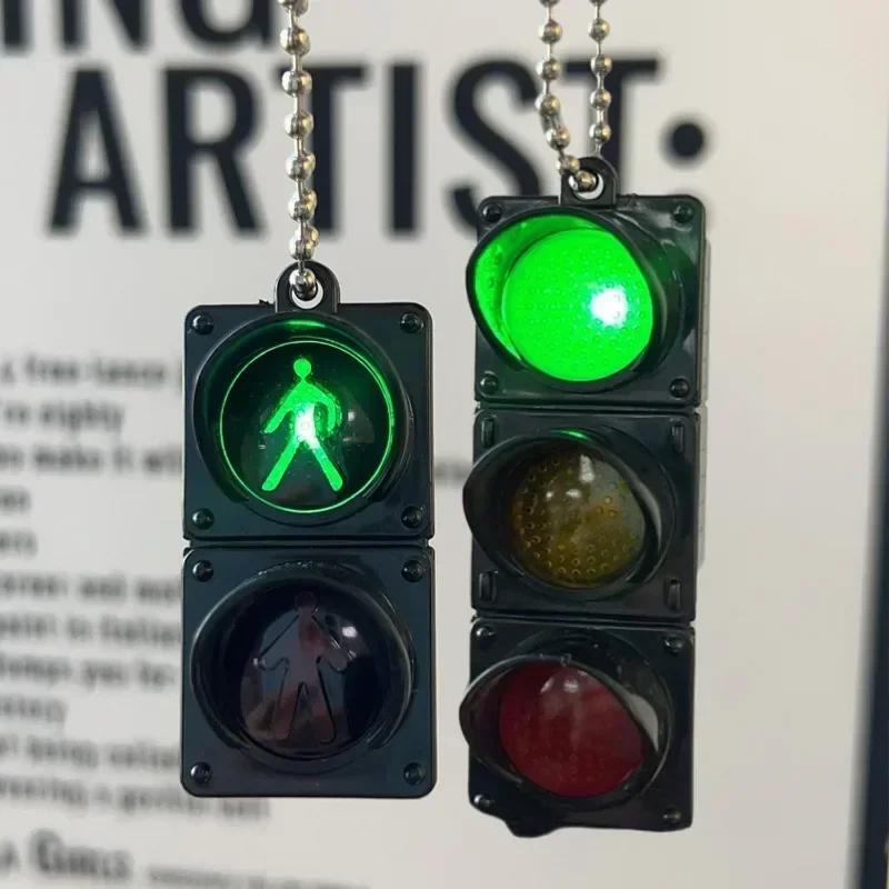 2 PCS LED Traffic Light Keychain With Pedestrian Light, Fun Decorative Keyring