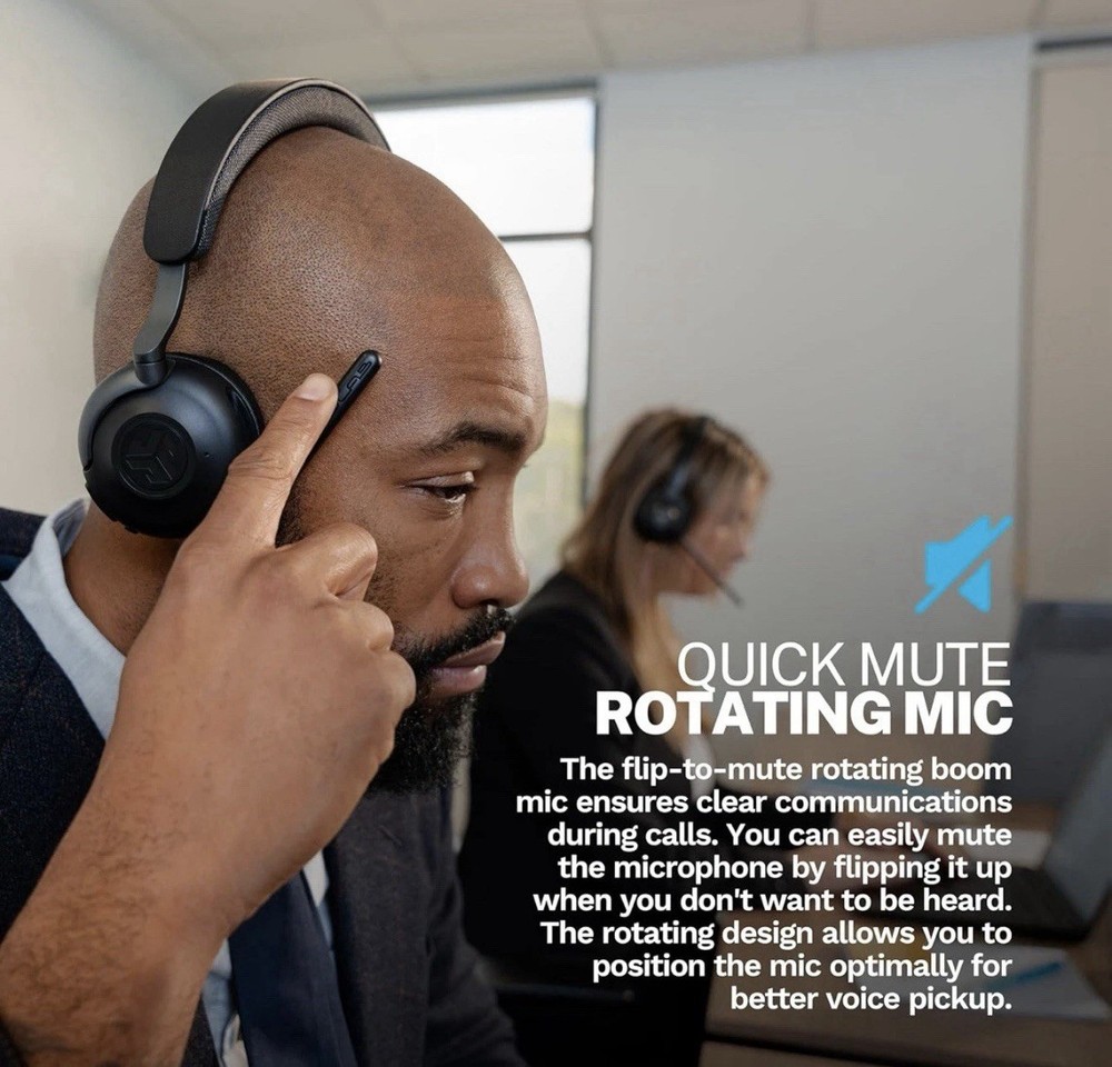 JLab Epic Work Wireless Headset with Microphone, Smart Active Noise Cancellation