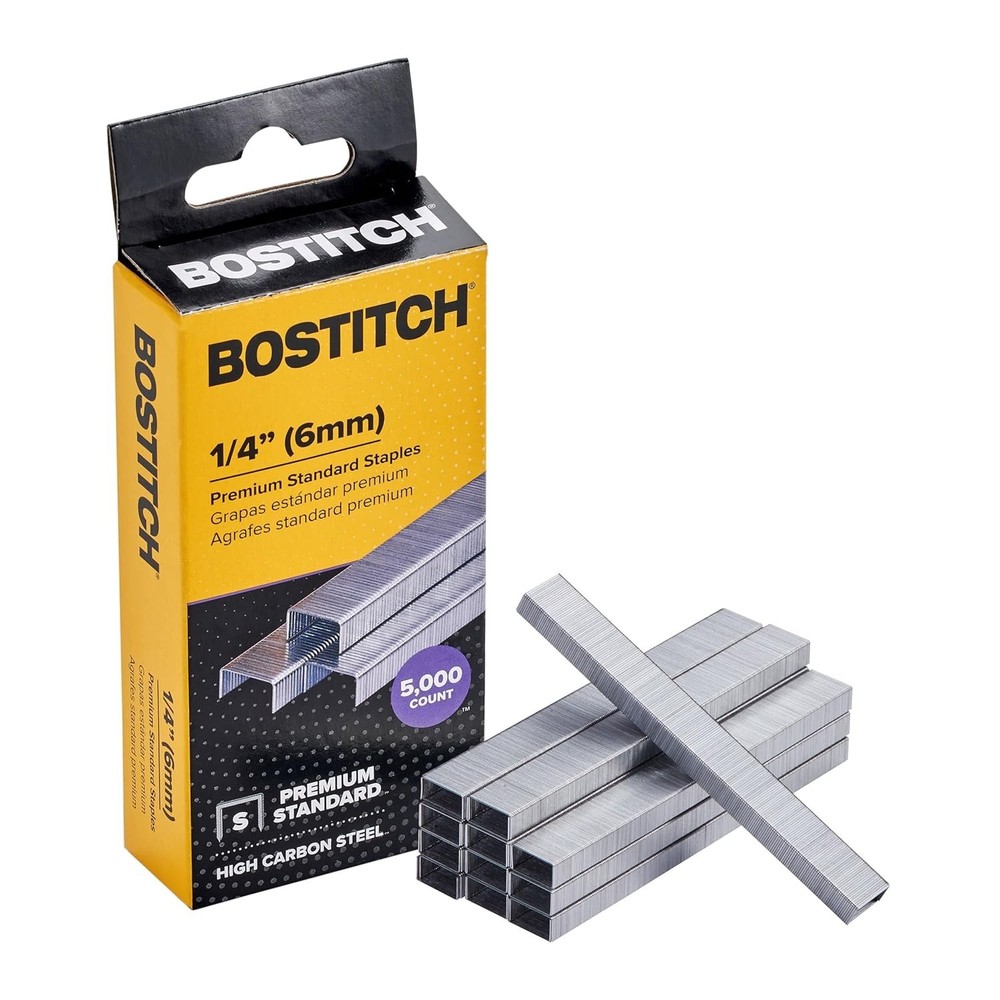 Bostitch Standard Staples 5000 Count - 1/4" Leg, Chisel Points for Precision