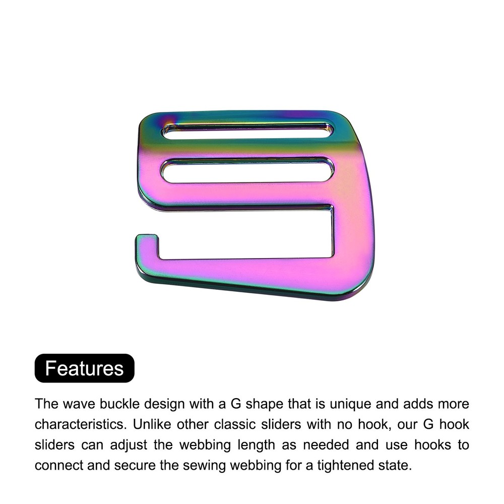 1.26" Webbing Release G Hook Buckle Adjuster for Backpack Strap, 2Pcs Multicolor