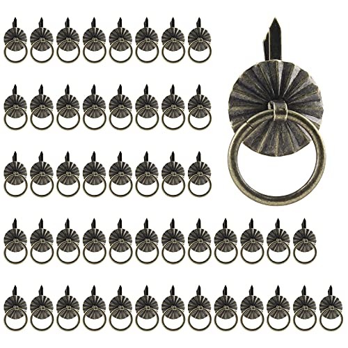 50 Pcs Mini Pull Handle, Metal Ring Pull Handles, Small Drawer Pulls for
