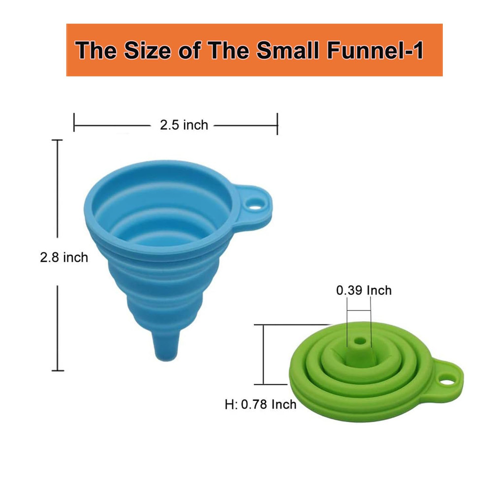 Kitchen Funnel Set, Small and Large, Kitchen Gadgets Accessories Foldable Silico