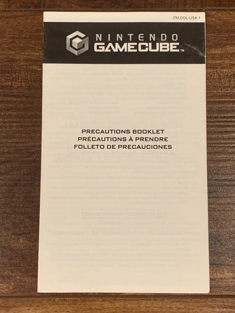 Precautions Booklet Nintendo Gamecube Instruction Manual Only