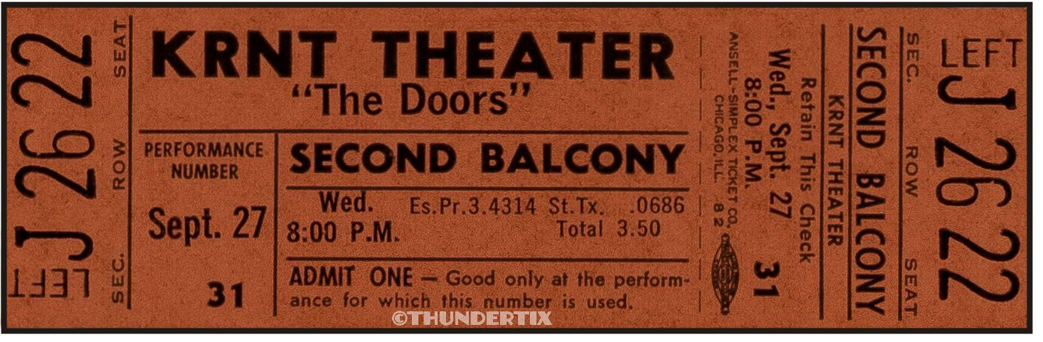 12 1967-1970 THE DOORS FULL UNUSED CONCERT TICKETS scrapbooking frame reprint