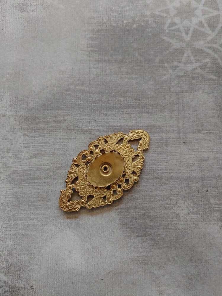 vintage Victorian Style brass component cut out repousse bezel setting