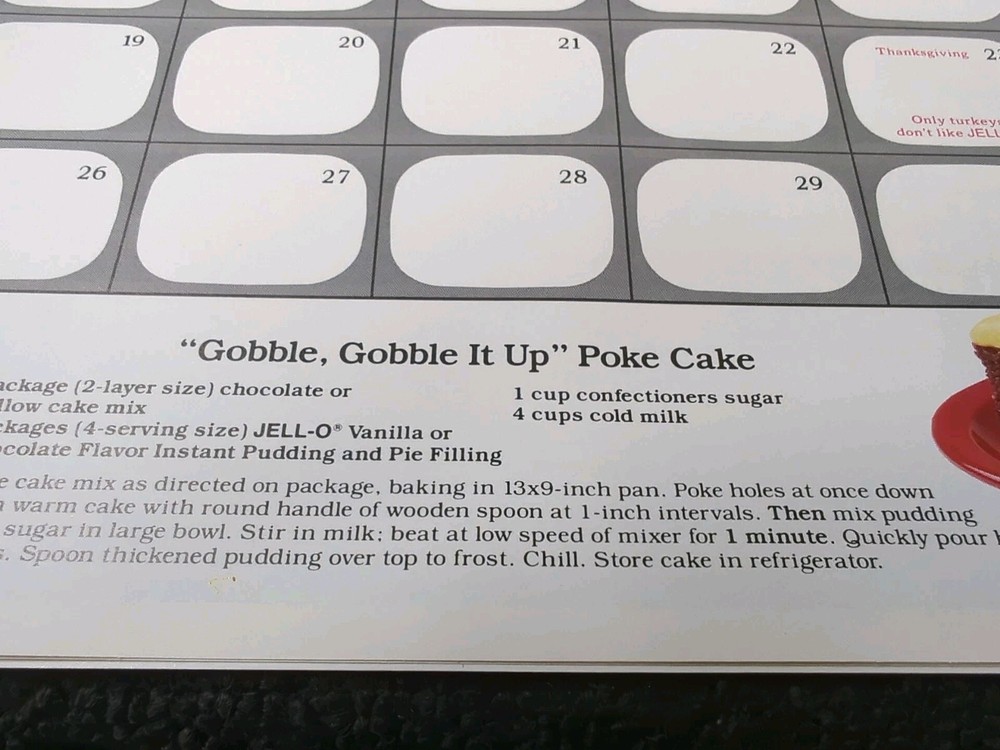 1989 BILL COSBY JELLO PUDDING CALENDAR VM06