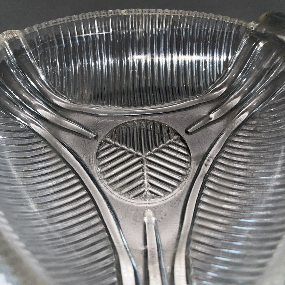 VTG Pressed Glass Open Salt Cellars Pair Ribbed Heart Pattern Clear Condiment