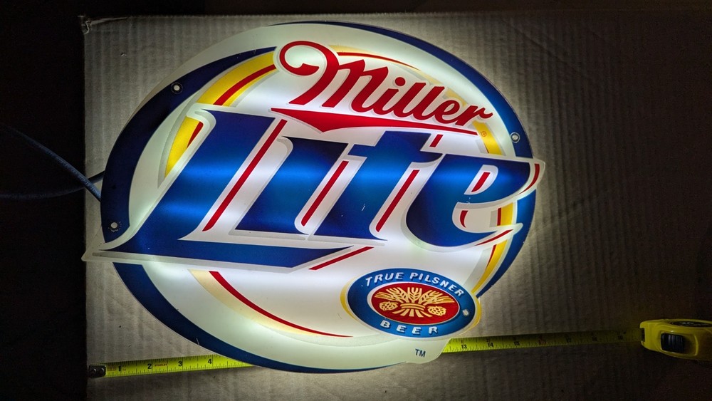 Miller Lite Panel with neon back tubing (used)