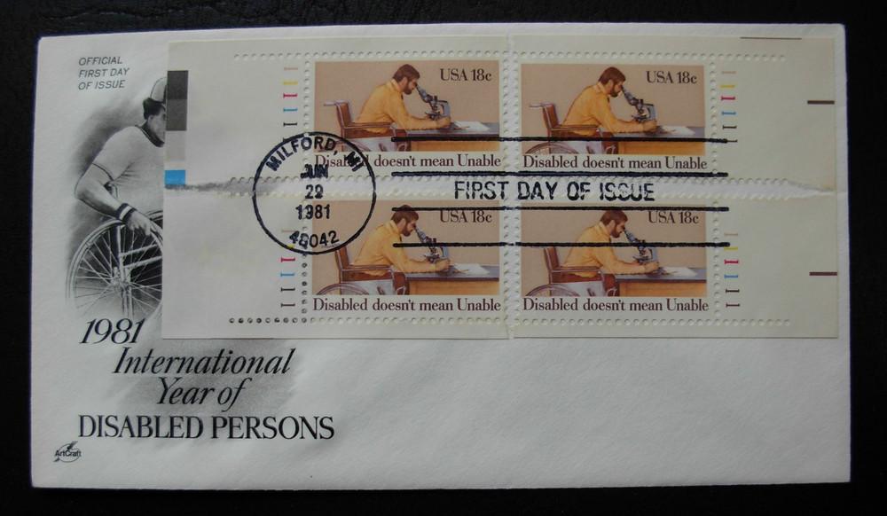 1925 Disabled Persons FDC - Matched Set Single Plate #s