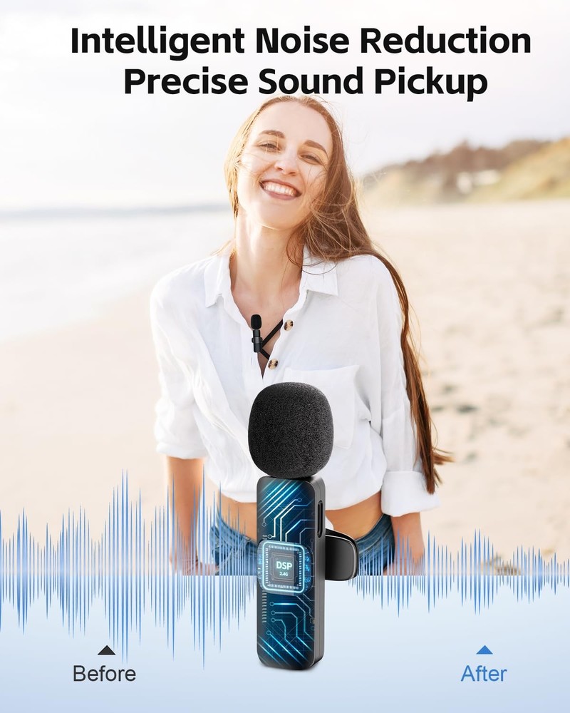 3-in-1 Wireless Lavalier Microphone for iPhone&Android,mini Microphone for Ca...