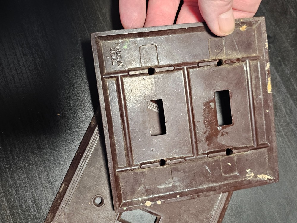Vintage Antique Hemco Bakelite Double Light Switch Switchplate Covers