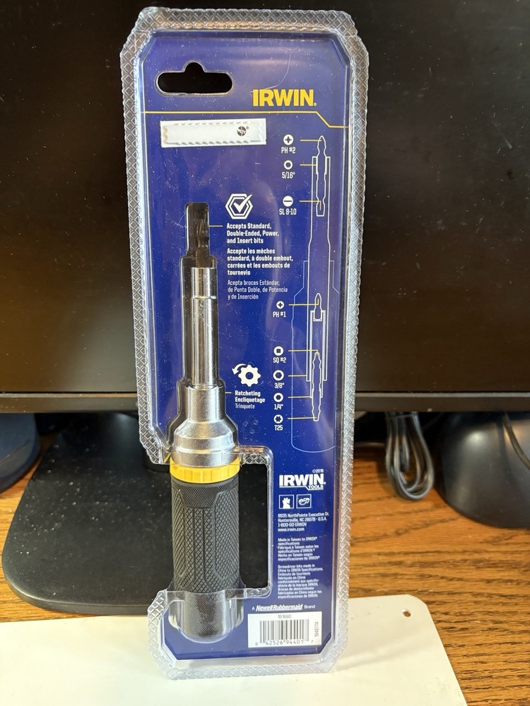 Irwin Tools 1948774 8-in-1 Compact Ratcheting Multi-bit Screwdriver Comfort Grip