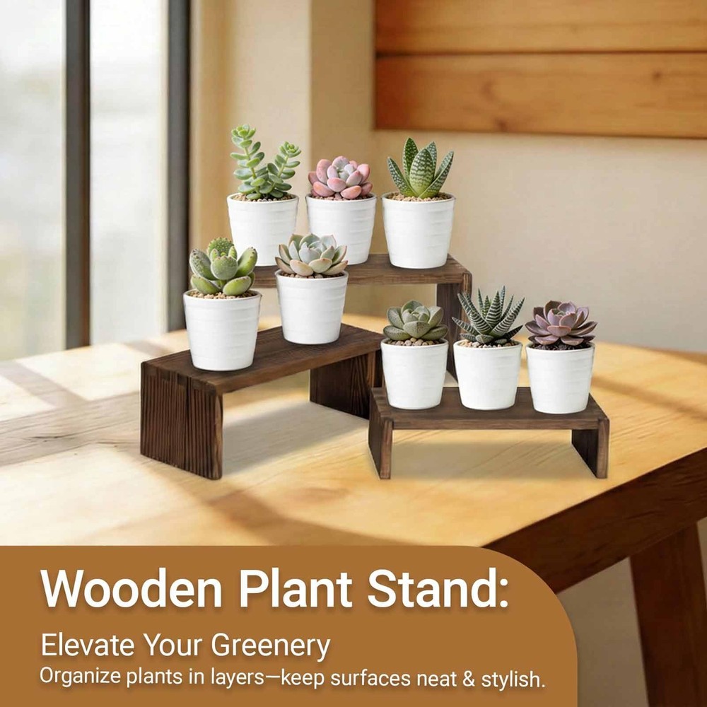 3-Tier Wood Display Risers – Versatile Food Display Risers for Party, Desktop...
