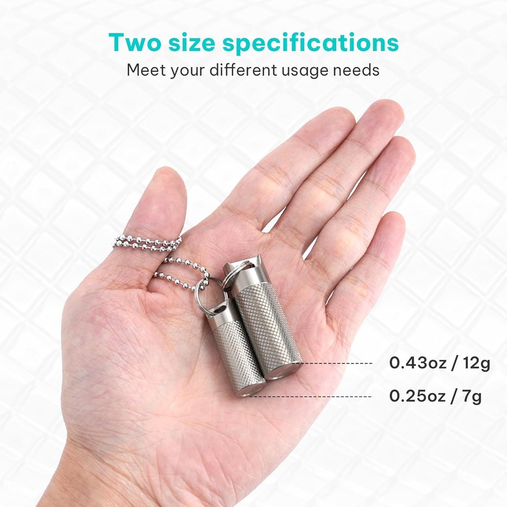 100% Waterproof Titanium Pill Box Keychain - TSA Approved, Strong Silver-mini