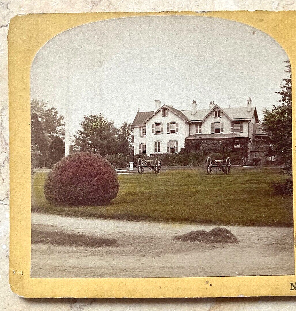 RARE! CIVIL WAR PRESIDENT LINCOLN'S SUMMER HEADQUARTERS STEREO PHOTO c1863
