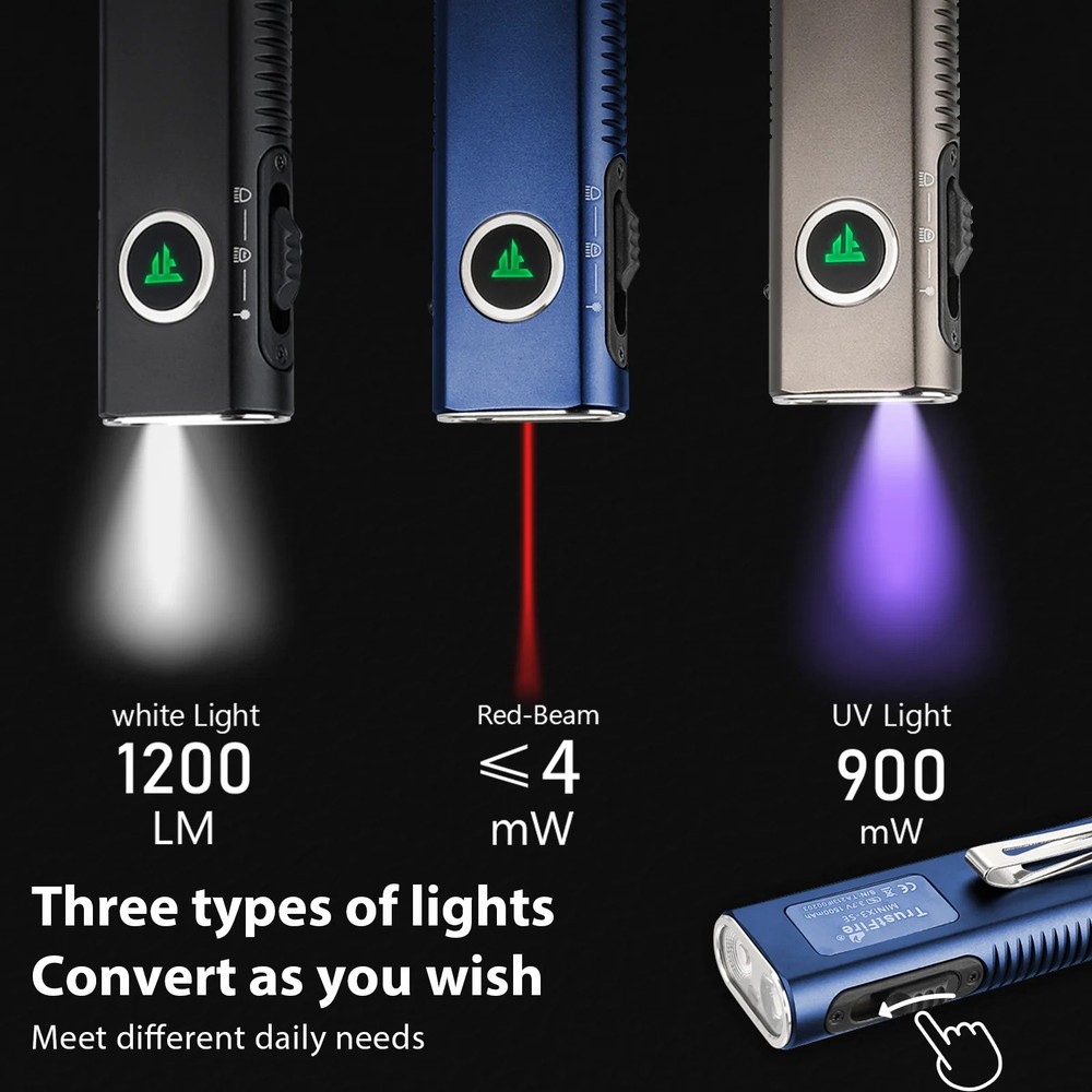 Trustfire 1200LM MiniX3-SE Rechargeable Flashlight White Light UV Pointer BLACK