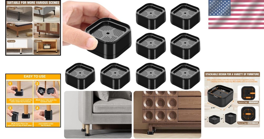 Furniture Risers Adjustable Bed Risers Stackable Heavy Duty Lift Height 1 2 Inch