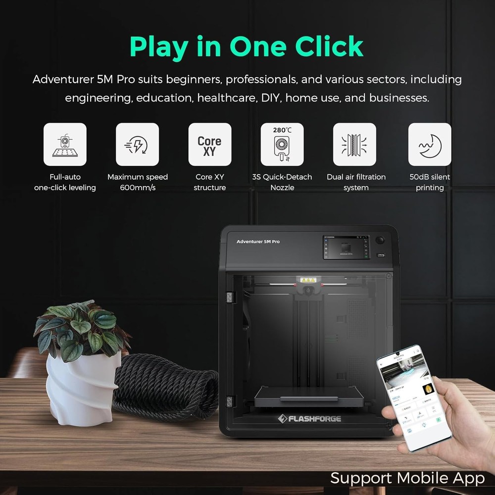 Innovative Auto-Printing 3D Printer with Dual Material Support & Smart App