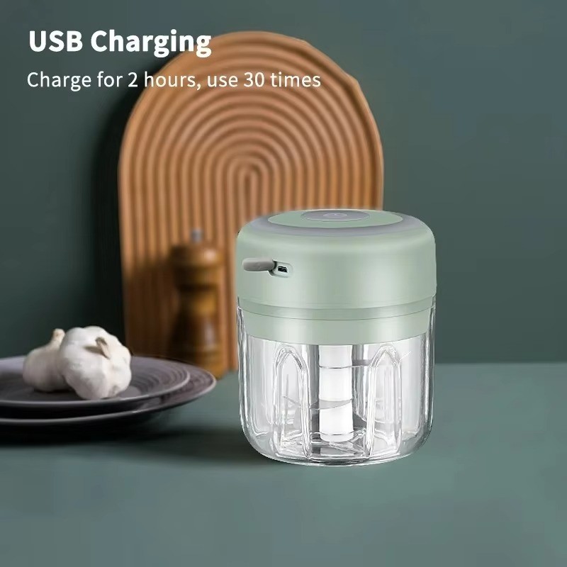 Mini Electric Garlic Chopper USB Rechargeable Vegetable Food Processor 100ml