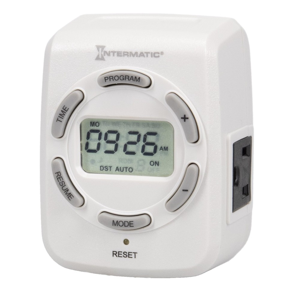 Intermatic DT122K 15-Amp Digital Indoor Timer - 7-Day Programming & White