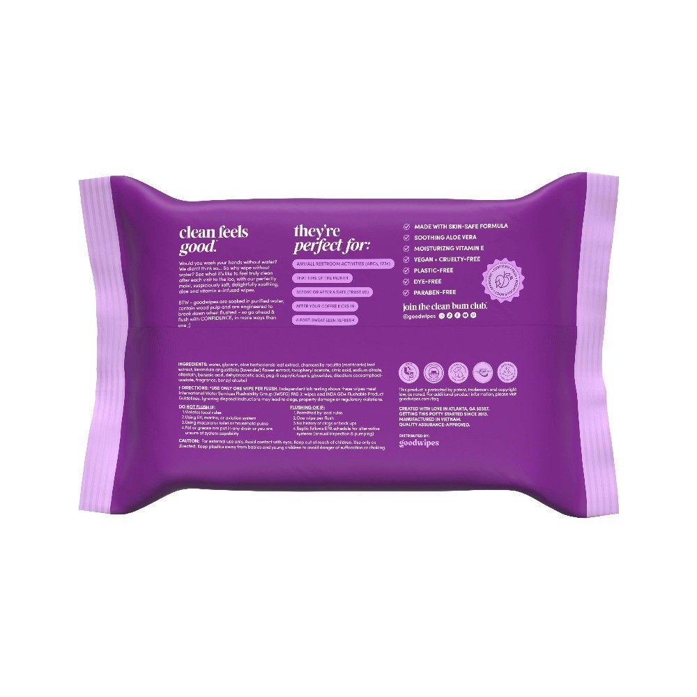 Flushable Butt Wipes, Lavender Scented, 3 Pack, 150 Total Wipes