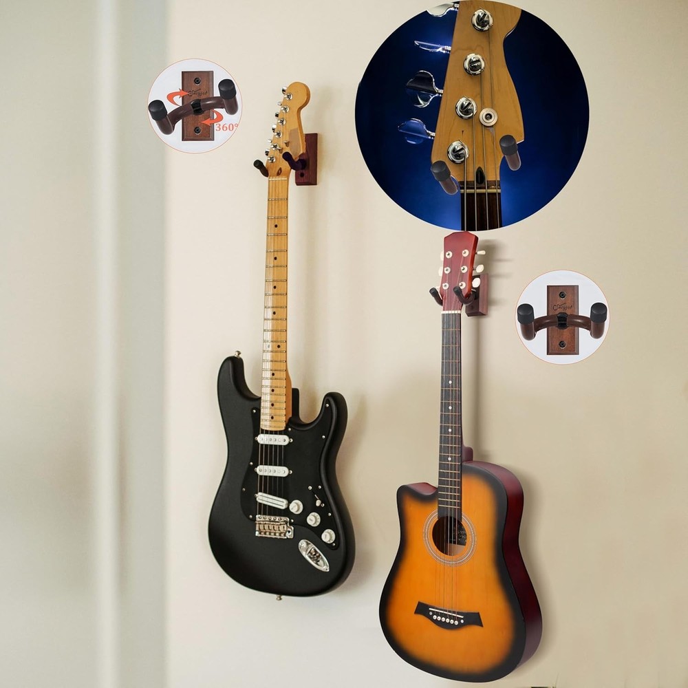 Quick Install Solid Wood Guitar Hanger Set - Perfect for Home & Studio Displays