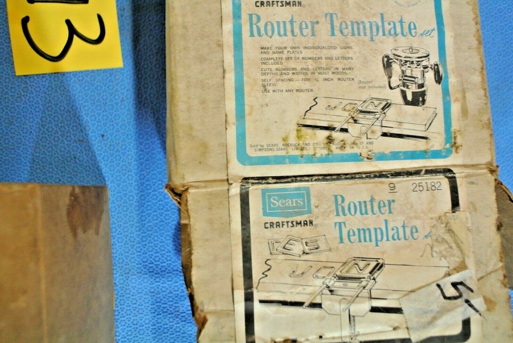 Sears Craftsman Model #25182 Router Template Set Woodworking Tool