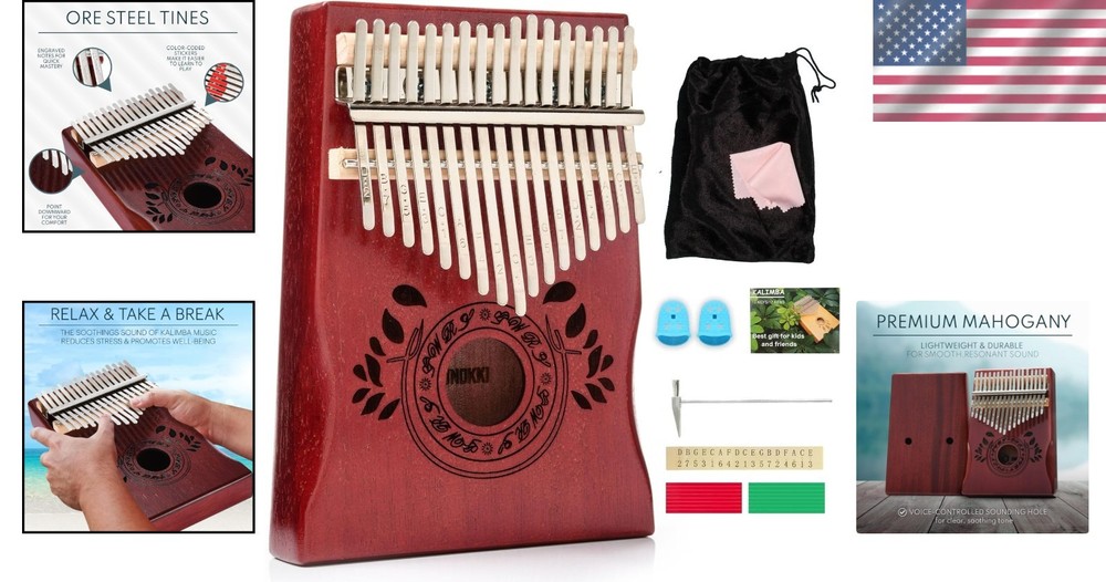 Compact Mahogany Kalimba Percussion Instrument