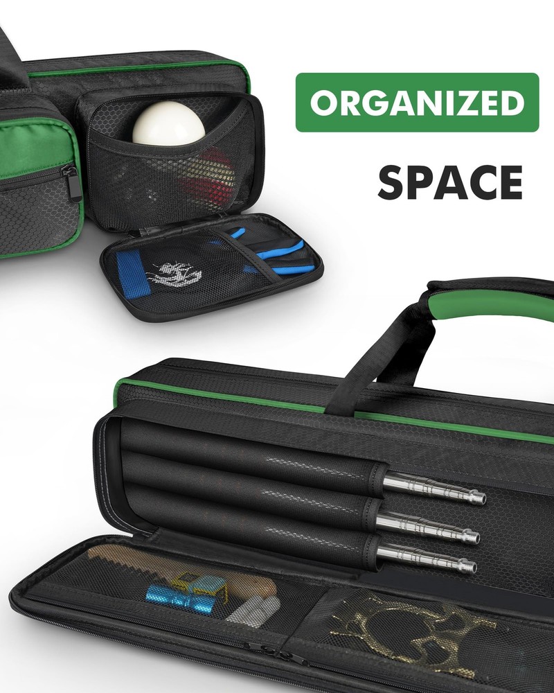 Pool Cue Case, Pool Stick Case 4x5 with Multiple Pockets Holds 4 Butts 5 Shaf...