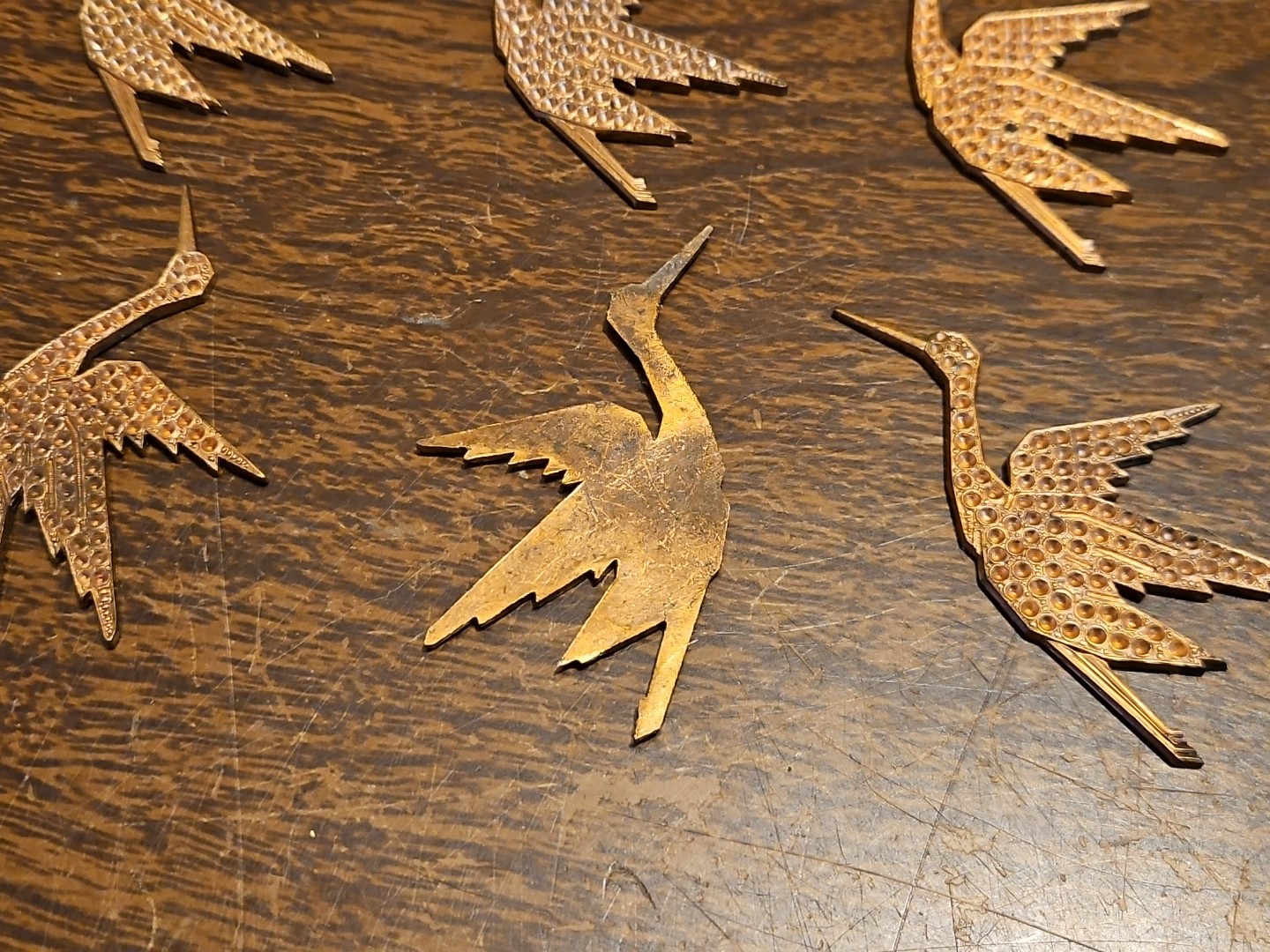 Lot Of 10 Studded Stork France Vintage 60s Brass Stampings Findings Jewelry