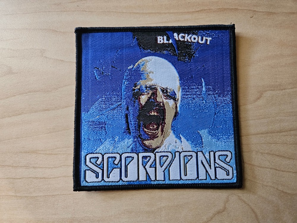 SCORPIONS, SEW ON BLACK BORDER WOVEN PATCH