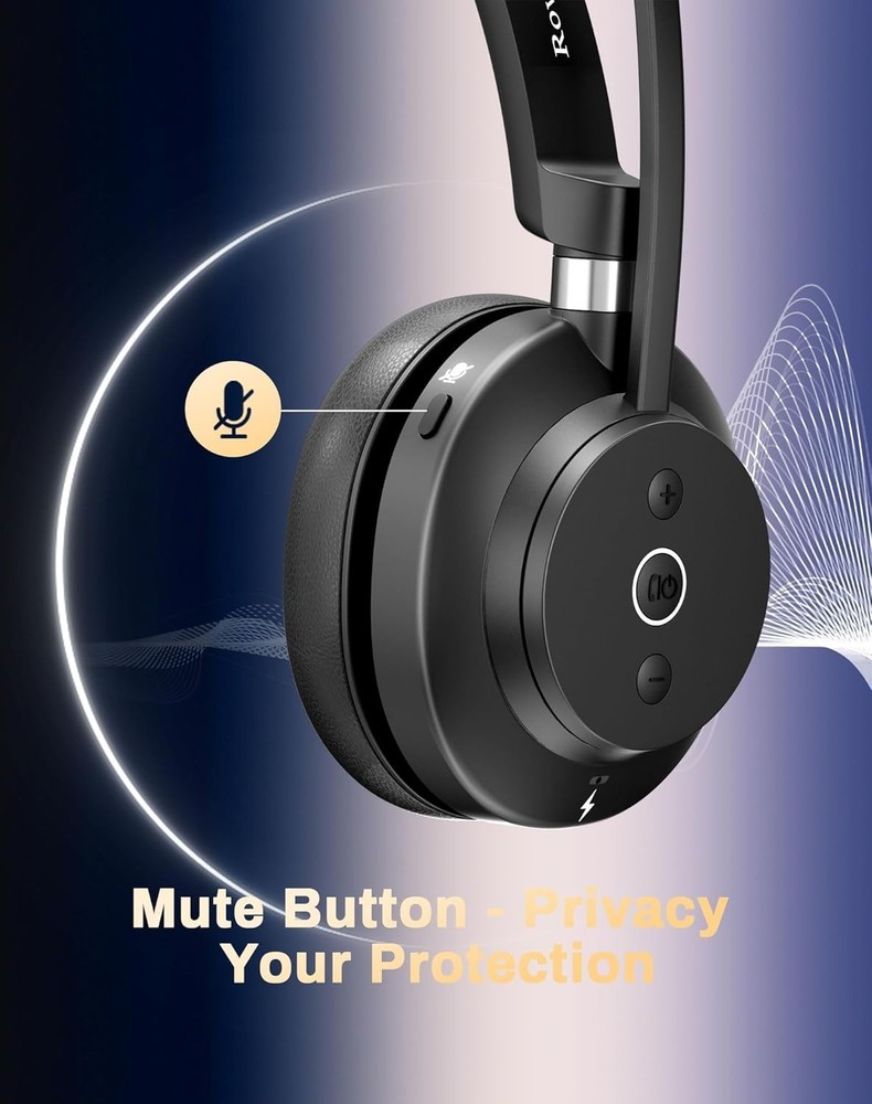 Bluetooth Headset with Microphone, Wireless Office & Call Center Headphones