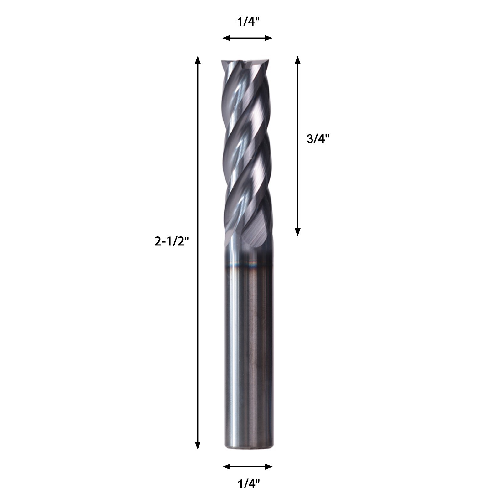 10Pcs 4 Flute 1/4" x 3/4" x 2-1/2" End Mills Solid Carbide AlTiN COATED CNC Bit