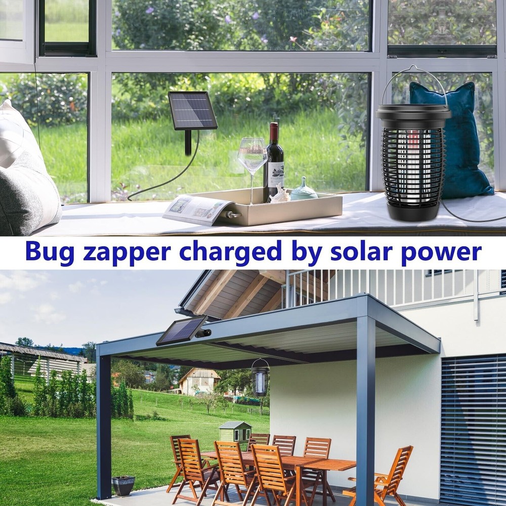 4500V Solar Bug Zapper 2-in-1 Mosquito Killer Lamp with Ground Pole Type-C
