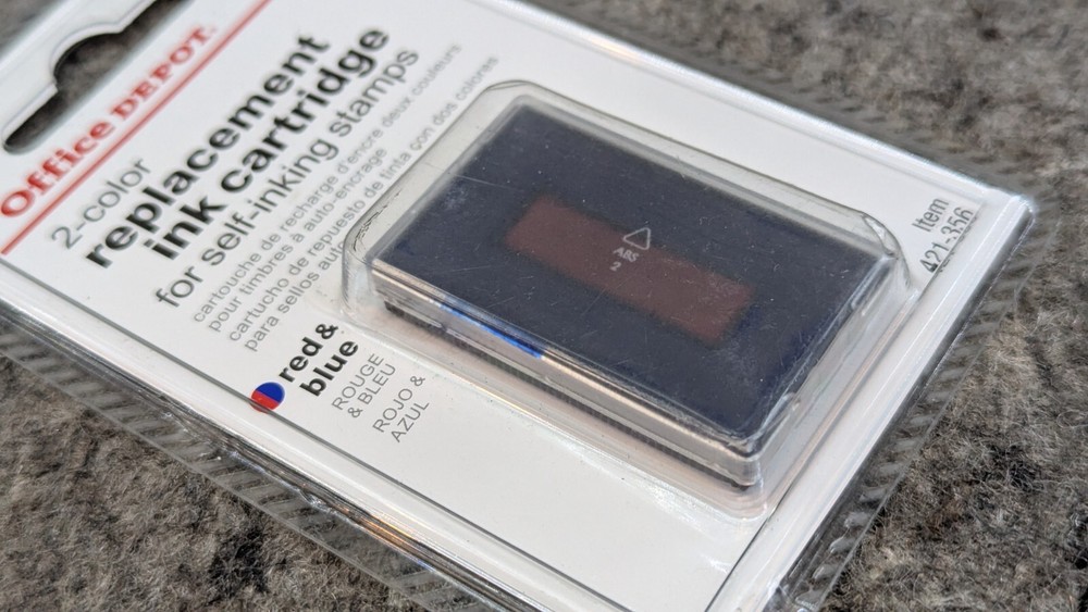 Office Depot Self-inking Stamp Replacement Pad, Blue/Red Ink