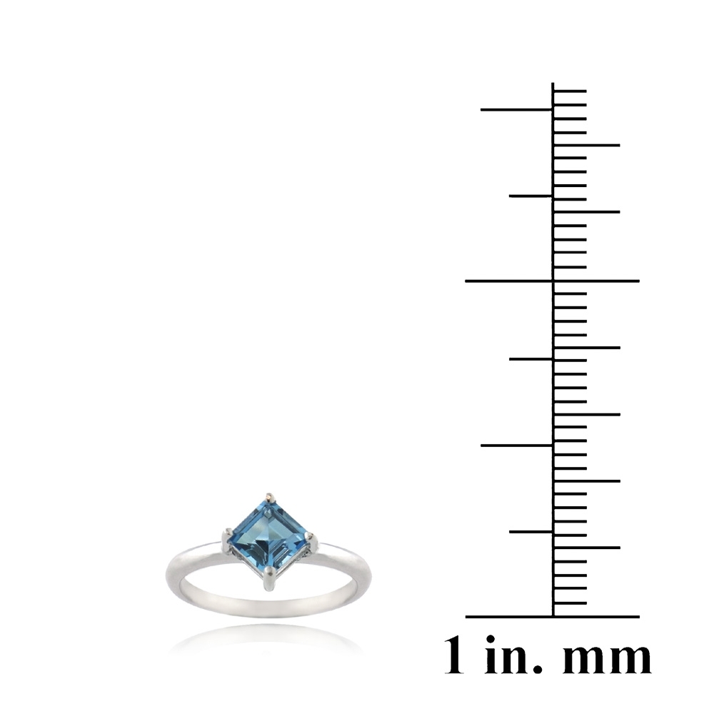 925 Silver Square 1.3ct London Blue Topaz Diamond Shape Ring