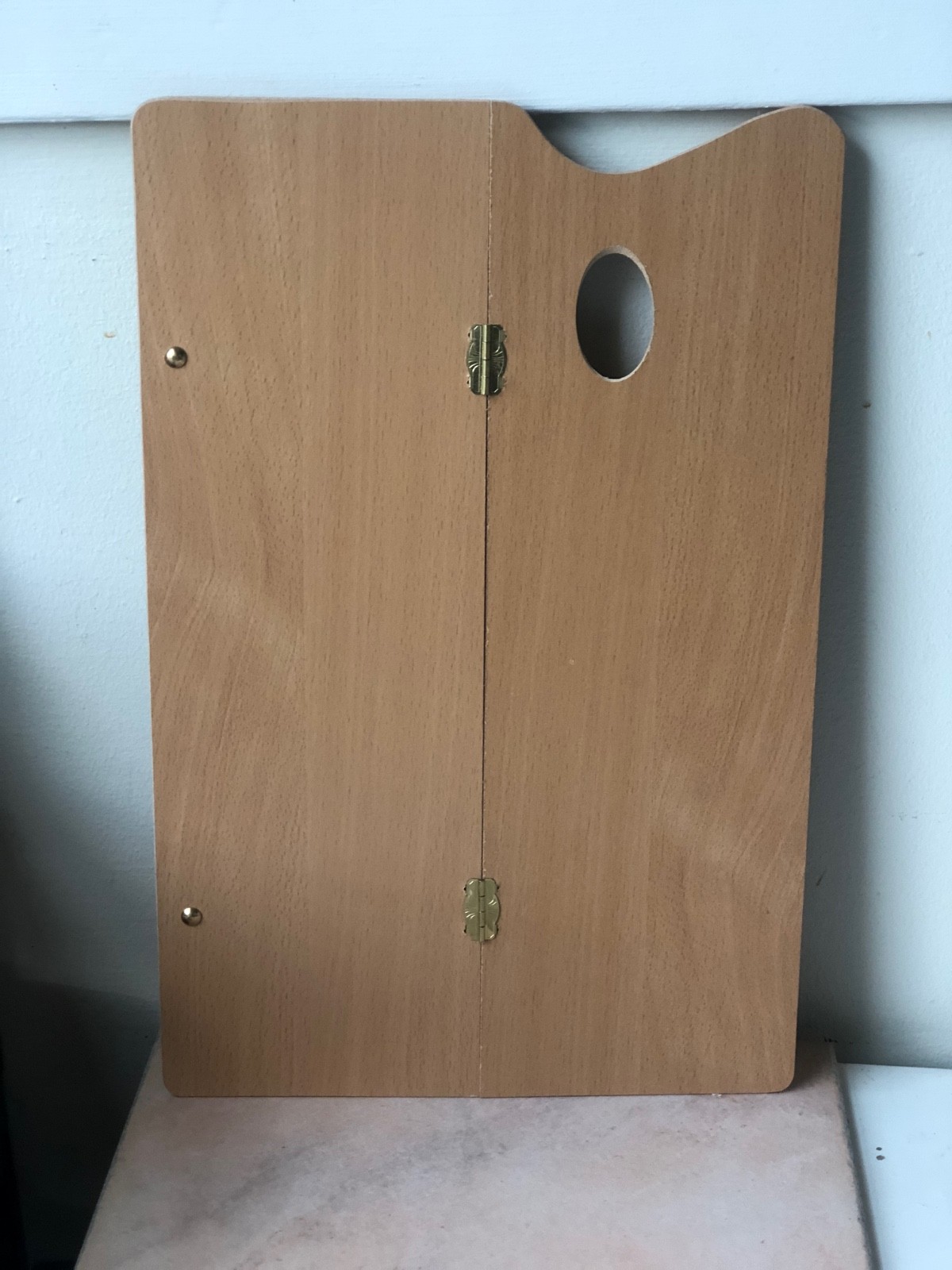 Foldable Wooden Oil Painting Artist Palette, Hinged, Travel Art Palette