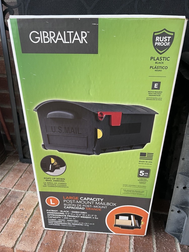 Patriot Large MAILBOX Black Plastic Post Architectural Gibraltar Industrial