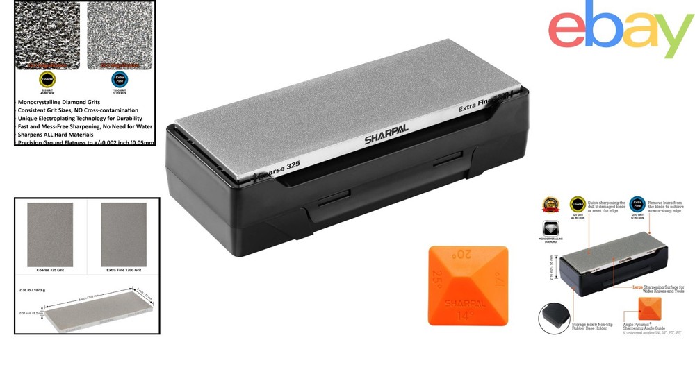 Double-sided Diamond Sharpening Stone for Knives with Storage Case & Angle Guide