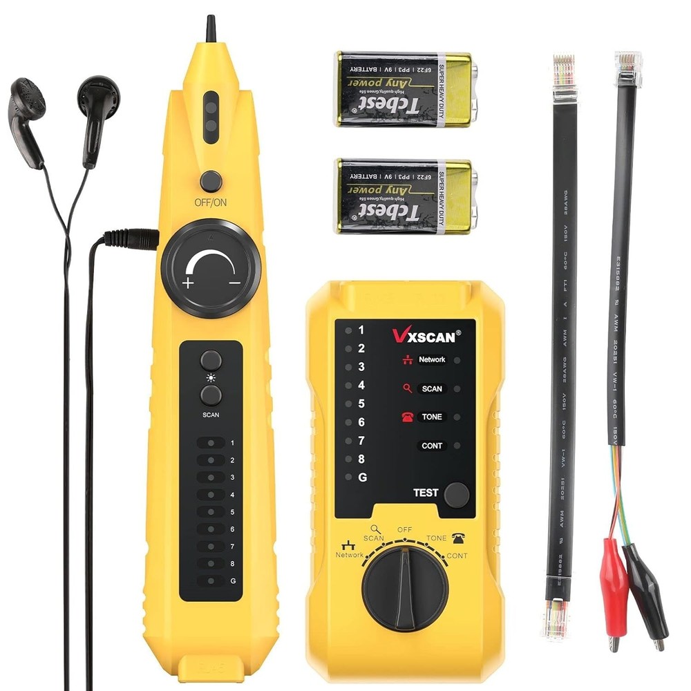 Battery Powered Network Cable Tester with Multi-Function Capabilities - Yellow