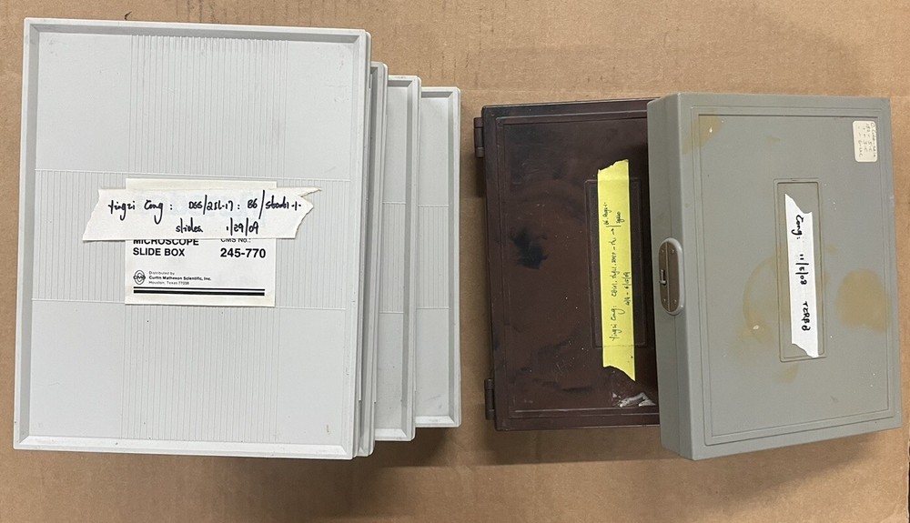 Lot of 7 Microscope Slide Box Slide Capacity 100