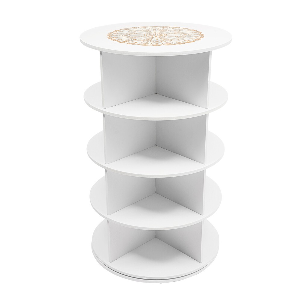 4-Tier White Rotating Shoe Rack, Durable Free-Standing Organizer