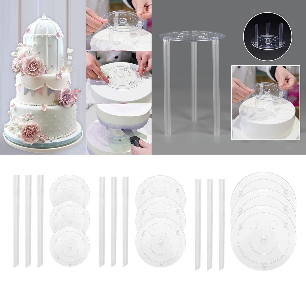 Multi-Layer Cake Support Set with 3 Rods White Tools for Cake Stands
